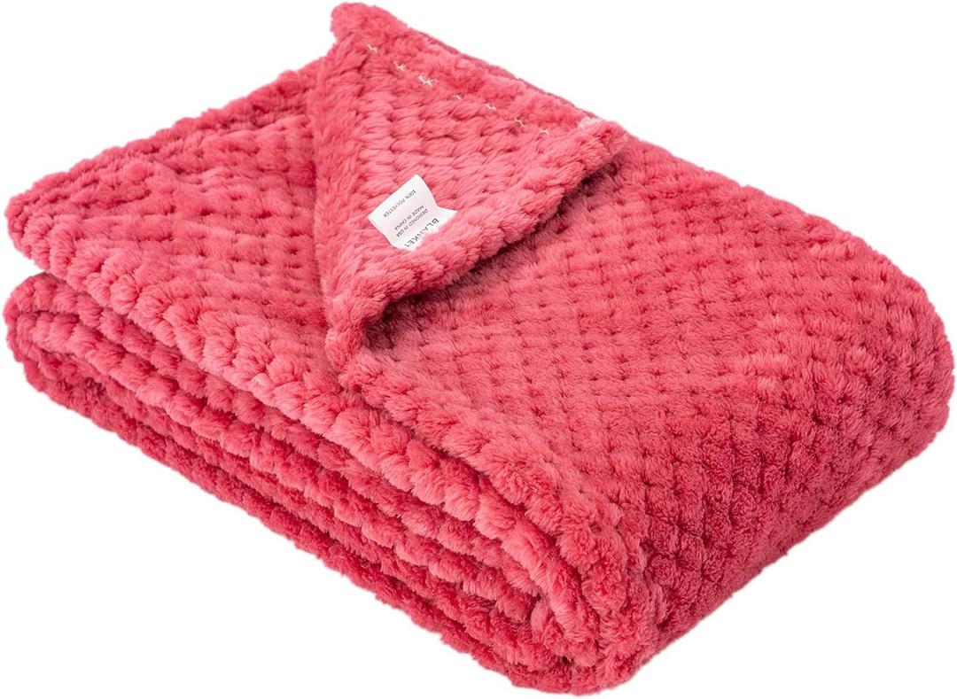 Fuzzy Blanket or Fluffy Blanket for Baby, Soft Warm Cozy Coral Fleece Toddler, Infant or Newborn Receiving Blanket for Crib, Stroller, Travel, Decorative (28Wx40L, XS-Raspberry)