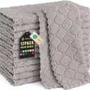 Homaxy 12 Pack Kitchen Dish Cloths (10 x 10 Inches, Grey), Super Soft and Absorbent Coral Velvet Dish Towels, Nonstick Oil Fast Drying Microfiber Cleaning Cloth, No Lint Household Dishcloths