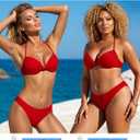 RELLECIGA Women's Underwire Bikini Top Twist Front Push Up Swim Top Mold Cup Swimwear Top (Red, S)