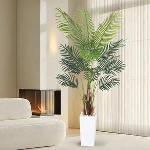 Artificial Palm Tree6.2FT Fake Tree with White Tall Planter,Faux Areca Palm Tree,Tall Faux Plant with Lifelike Leaves for Home Office Living Room Modern Decoration