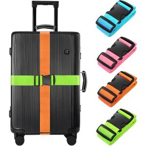 BILIONE 4 Pack Luggage Straps 79" Long Belts Keep Suitcase Secure While Traveling, TSA Approved Add a Bag Premium Accessory for Travel Bag Closure (Blue+Orange+Rose Pink+Green)