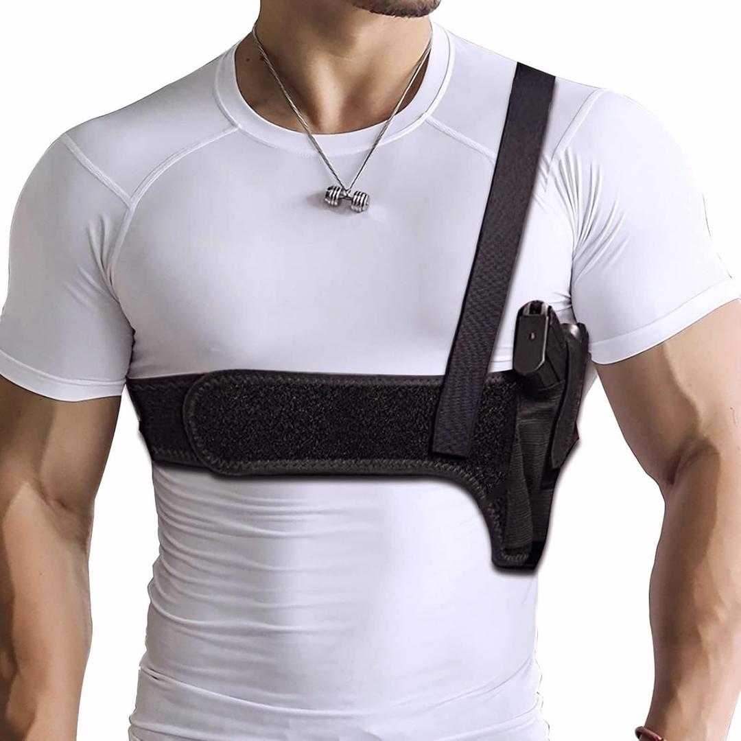 Quick Draw Shoulder Holster - Belly Band Holster for Everyday Comfortable Concealed Carry for Small, Compact and Other Similar Gear (single strap-Right 45" Fits 36"-42")