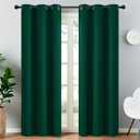 Yakamok Dark Green Blackout Curtains for Bedroom, Room Darkening Thermal Insulated Grommet Window Curtains, Light Blocking Blackout Drapes for Living Room, 38Wx84L inch,2 Panels