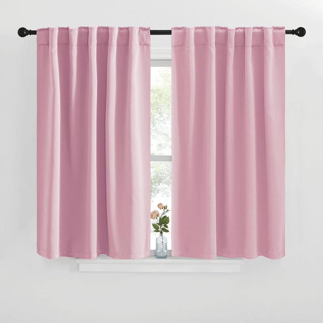 NICETOWN Blackout Curtain Panels for Living Room - (Rouge Pink Color) 29x30 inch, 2 Panels Set, Room Darkening Blackout Drapes for Window