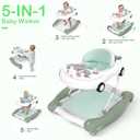 Baby Walker, 5-in-1 Baby Walker for Boys and Girls with Bouncer, Removable Footrest, Music, Foldable & Adjustable Speed Wheels Activity Walker for 6-18 Months Toddler Infant(Mint)