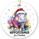 6 x Hippo Christmas Ornaments 2025 - Hippopotamus Ceramic Ornaments for Christmas Tree Decorations, I Want A Hippopotamus, Xmas Gifts for Family, Animal Farm, Holiday Decor