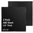 2 Pack ABS Plastic Sheets 1/8 inch Thick 1212In Black Plastic Thermoplastic Thermoform Two-Sided Hard Plastic Sheet with Protective Films Matte and Frosted Surfaces for DIY Crafts Projects