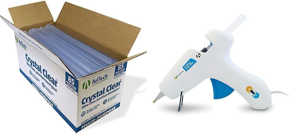AdTech Hot Glue Sticks 10" Full Size, Clear, Sticks & AdTech 0453 2-Temp Dual Temperature Hot Glue Gun Full Size, White