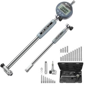 Neoteck Digital Dial Indicator Bore Gauge with 0.7"-6"/0.0005" Measuring Range and 6" Measuring Depth Dial Bore Gauge Set with 23PCS Anvils for Engine Cylinder Measurement (Silver)