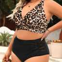 Yonique Womens Plus Size Bikini High Waisted Swimsuits Two Piece Bathing Suits Tummy Control Swimwear, 18W