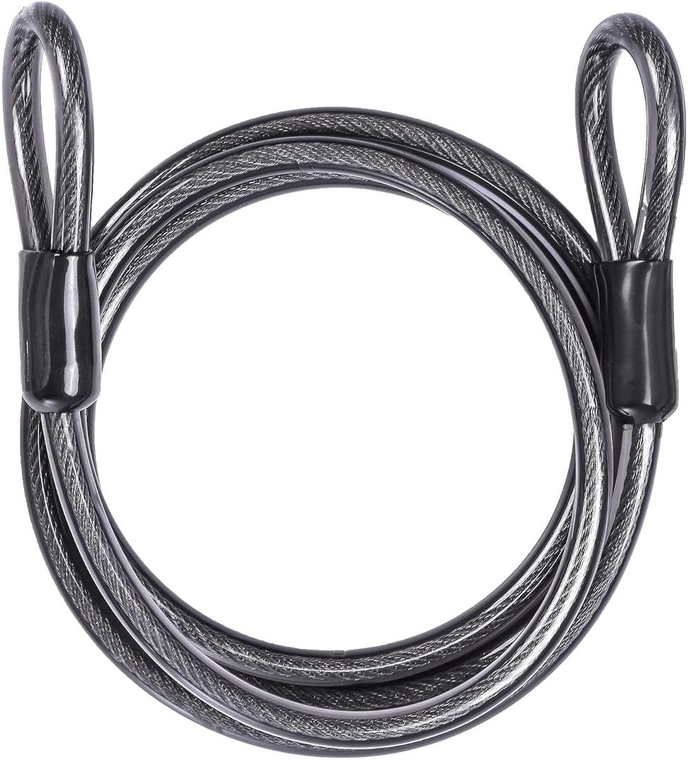 DELSWIN Security Steel Cable with Loops - 3/8 inch (10 mm) Thick (6' or 15') Heavy Duty Bike Lock Cable Vinyl Coated Braided Cables for U-Lock and Padlock
