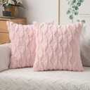 MIULEE Light Pink Throw Pillow Covers 20x20 Set of 2 Spring Decorative Farmhouse Couch Throw Pillows Boho Shells Cute Soft Plush Wool Winter Pillowcases for Valentines Day Bedroom Living Room Sofa