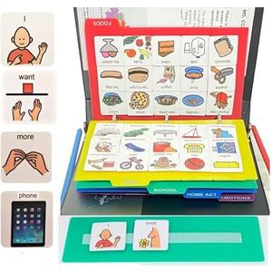 Visual Communication Book,162 ASD Photo Picture Cards: Autism Language Vocabulary, Speech Articulation Therapy, ADHD & Aprexia Learning (English Plastic Cartoon Picture Book, Small)