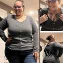 RITERA Plus Size Tops for Women Long Sleeve Button Down Shirts Casual Fall V Neck Blouses XL-5XL (Black)