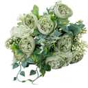 KAOYOO 4 PCS Artificial Peony Bouquet Short Stem for DIY Wedding Decoration Bridal Bouquet Home Decorations(Green 4-PCS)