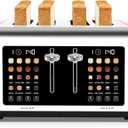 4 Slice Toaster Touch Screen, Stainless Steel Toasters Digital Timer, Dual Control Panel Toasters, 8 Shade Settings 6 Bread Types for Bagel, Cancel, Defrost 1650W Red