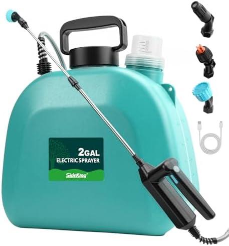 SideKing Battery Powered Sprayer 2 Gallon, 7.4V Powful Electric Pump Sprayer in Lawn and Garden with 32'' Wand, Backpack Weed Sprayer for Yard, Fertilizer
