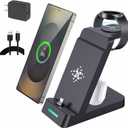 3 in 1 Fast Charging Station for Samsung Galaxy Phones Watch Earbuds Charger, Fast Android Charger Stand Dock for Samsung Galaxy S25/S24/S23/S22/21/20/Note20/10 Galaxy Watch Ultra 8/7/6/5/4 (Black)