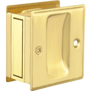 HOMOTEK Privacy Pocket Door Pull Without Switch Plate - Replace Old Or Damaged Passage Sliding Hardware No Lock Quickly and Easily, 2-3/4x2-1/2, for 1-3/8 Thickness Door, Brushed Brass