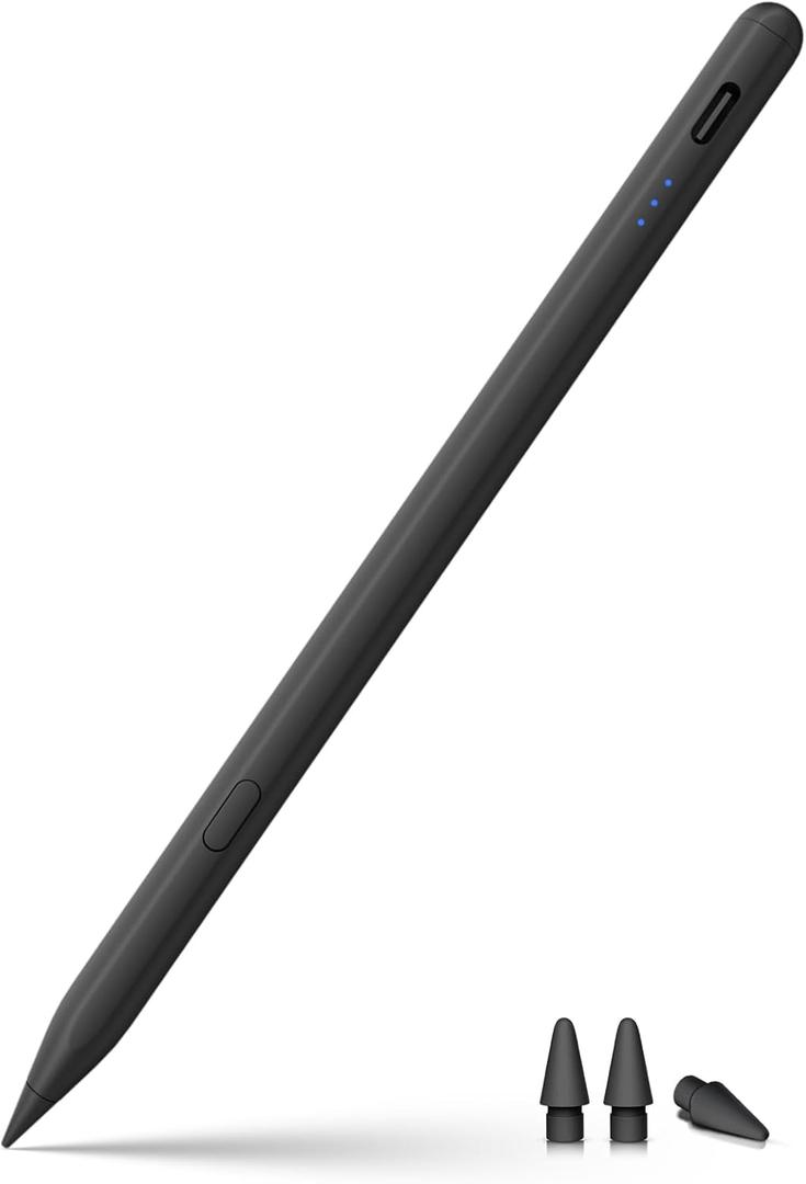 Stylus Pen for ipad 2018-2026, USB-C Fast Charging Pencil, Pixel-Perfect Tilt Sensitivity for iPad 11/10/9/8/7/6/A16, iPad mini 7/6/5, iPad Air M4/3/2 11"/13"/5/4/3, iPad Pro M5/4 13"/12.9/11 Black