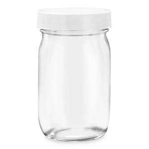 Yodecy 4 Pcs 32 oz Clear Wide Mouth Mason Jars with Airtight Lids and White Plastic Lids, Canning Jars for Overnight Oats, Food Storage and More