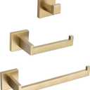 TURS Brushed Gold 3-Piece Bathroom Hardware Set Stainless Steel Gold Hand Towel Holder Toilet Paper Holder Towel Hook Wall Mounted.