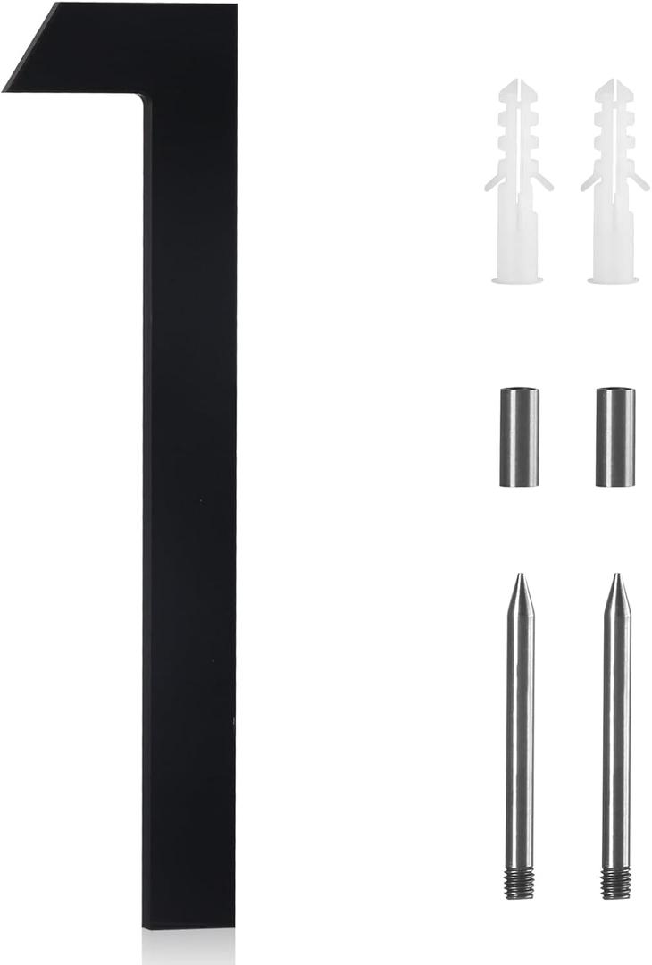 10 Inch House Numbers For Outside Modern,Metal house Numbers for Outside,Large Black Address Numbers For House Outdoor Matte Black Floating Flush Mount Aluminum Home Address Numbers 1