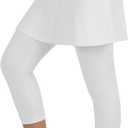 ANIVIVO Skirted Legging for Women, Yoga Legging with Skirts &Women Tennis Leggings Clothes Pockets (Medium, White Capri)