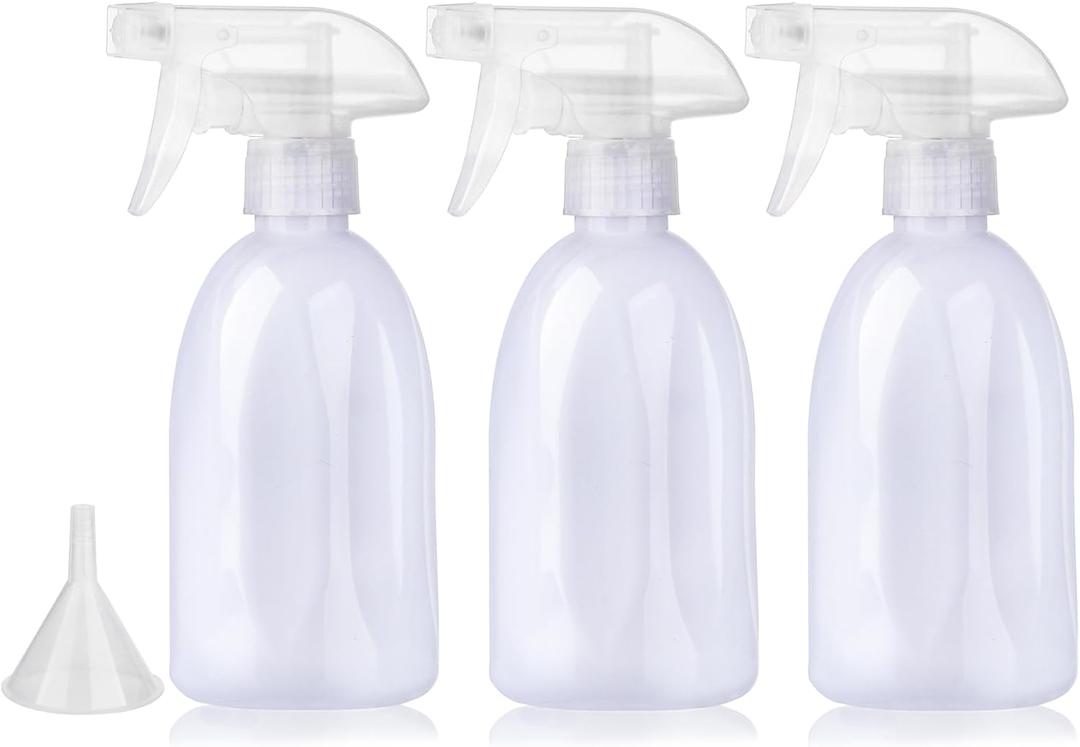 Bynccea Empty White Plastic Spray Bottles 13.5oz/400ml Adjustable Nozzle Mist/Stream Water Spray Bottle Heavy Duty Spraying Bottles Plant Mister Spray Bottle for Cleaning Solutions, Plants, Hair