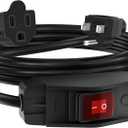 Joinfworld Switched Extension Cord 8 Ft Outdoor 14AWG 3 Prong Extension Cord with Switch On/Off 15A 125V Waterproof Lighted Inline Power Switch for Electrical Equipment