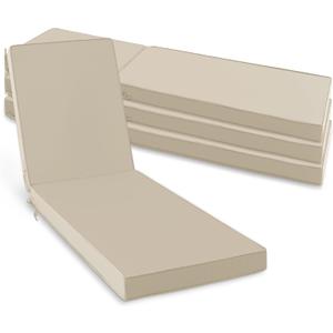 Summsun Chaise Lounge Cushions Outdoor Set of 4 - Waterproof and Fade Resistant Sun Lounger Replacement Cushion - Patio Lounger Pads with Removable Cover for Pool, Deck, Lawn, 80 x 26 x 3 Inch, Cream