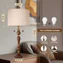 Scenekoy 30" Natural Real Wood Table Lamps Set of 2, Rustic Farmhouse Traditional Table Lamps with Shade for Living Room, Bedside Lamp with Pull Chains Dual Switch for Bedroom Office (Bulbs Included)