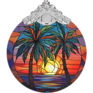 Retro Beach Ornament, Christmas Ornaments, Christmas Decorations for Tree, Stained Glass Ornament, Heirloom Keepsake, Gift Exchange, Gift Ideas, Bauble Present