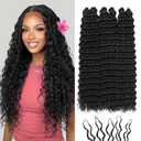 Miracle Feather Crochet Hair for Black Women Deep Wave 18" 150 Strands 1B | Advanced Synthetic Fiber, Pre-separated Hand-Tied Knotless Strands, Beginer & Budget Friendly, Soft Cotton Wire, Glue-Free