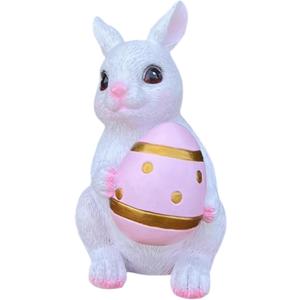 Easter Bunny Statue, Spring Tabletop Decoration, Cute Rabbit Figurine for Home Yard Garden Easter Decor (Bunny and Egg)