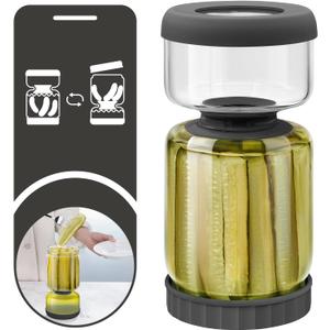 WhiteRhino Glass Pickle Jar with Strainer Flip,46oz longer Pickle Container,Hourglass Pickle Juice Separator Jar for Olives,Gherkins,Long cucumber or Sliced,Leakproof Dishwasher Safe
