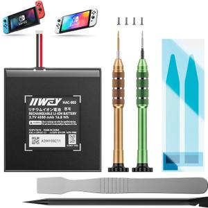 IIWEY HAC-003 Battery Replacement and Repair Tools Kit Compatible with 2017 Nintendo Switch and Switch OLED Game Console, 4550mAh Battery Replacement for Old Batteries, Increase Game Time
