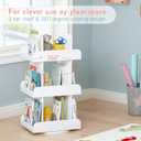 Spirich Kids Rotating Bookshelf Tower, Spinning Bookcase Lazy Susan with Book Display, 3 Tier Revolving 360 Book Shelf Storage, Vertical Rotate Turning Corner Organizer, White