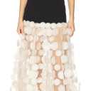 Women's Natural Strapless Dress Bustier Slim Black Top Splicing White Polka Dot Net Yarn Gown (Medium)
