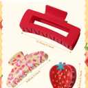 HAIMEIKANG 3 PCs Fruit Hair Claw Clips for Women - Non Slip Strong Hold Cute Non-slip Stylish Accessories for Thick Thin Hair (Strawberry Hair Clips)