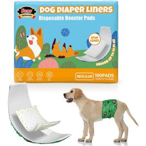 Dono Dog Diaper Liners for Male and Female Dogs, Super Absorbent Dog Booster Pads, 100ct Disposable Doggie Diaper Inserts Fit Reusable Male Belly Bands, Wraps, Washable Period Panties, Regular
