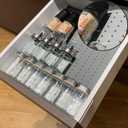 Gosmol Spice Drawer Organizer insert, Adjustable & Non-Slip Silicone Spice Drawer Liner for Seasoning Jars and Spice Bottles, Set of 2-Grey (2Pack-19" x 12.9")