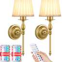 10000mAh Battery Operated Wall Sconce Set of 2,Rechargeable Wall Sconces set of Two,Vintage Gold Sconces Wall Decor,Wireless Wall Lamp,Cordless Wall Lights Living Room Bedroom (Not Peel and Stick on)