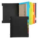 Tashkummy Pivotable Refillable Notebook, 3 Ring Binder Notebooks 1 Inch, Notebook with Dividers and Pockets, Folder Notebook, Flexible Binder, Soft Binders 3 Ring, Foldable Binder- Black