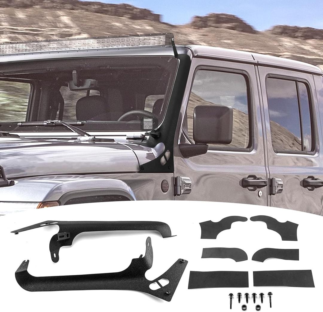 Wsays 50" Windshield Pillar Light Bar Mount Bracket Kit Compatible with Jeep Gladiator JT 2020-2024 (Does Not Fit Gladiator Mojave Model)