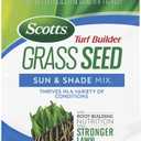 Scotts Turf Builder Grass Seed Sun and Shade Mix - Grass Seed Plus Lawn Fertilizer and Soil Improver, Covers Up to 12,800 sq. ft., 32 lb.