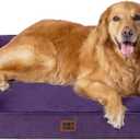 EHEYCIGA Orthopedic Dog Beds for Large Dogs, Waterproof Memory Foam Large Dog Bed with Sides, Non-Slip Bottom and Egg-Crate Foam Pet Couch Bed with Washable Removable Cover, Purple
