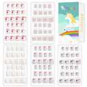 Allstarry 120pcs 5 pack French Children Nails Press on Pre-glue Full Cover Short French False Nail Kits Lovely Gift for Children Little Girls Nail Art Decoration (Flower Series)