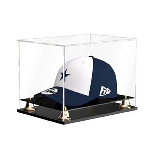 XINISS Hat Display Case Clear Acrylic Hat Display Box Assemble Baseball Cap Holder for Signed Memorabilia Cap Storage with Metal Bell Base (11x8.2x7.1 inch)