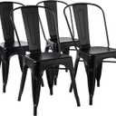 A Metal Dining Chairs, Matte Black, 1 Count (Pack of 4)